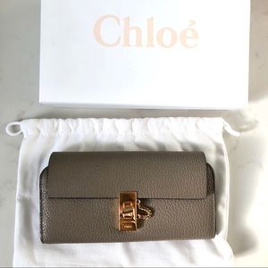 Chloe Grey Long Drew Flap Wallet
